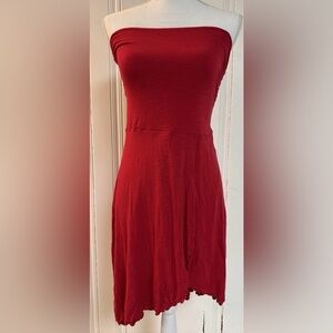 Venus Women's Strapless Dress M Solid Red Sundress Cover Up Skirt